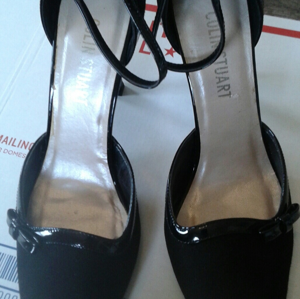 Colin Stuart Black pump with ankle strap 8.5